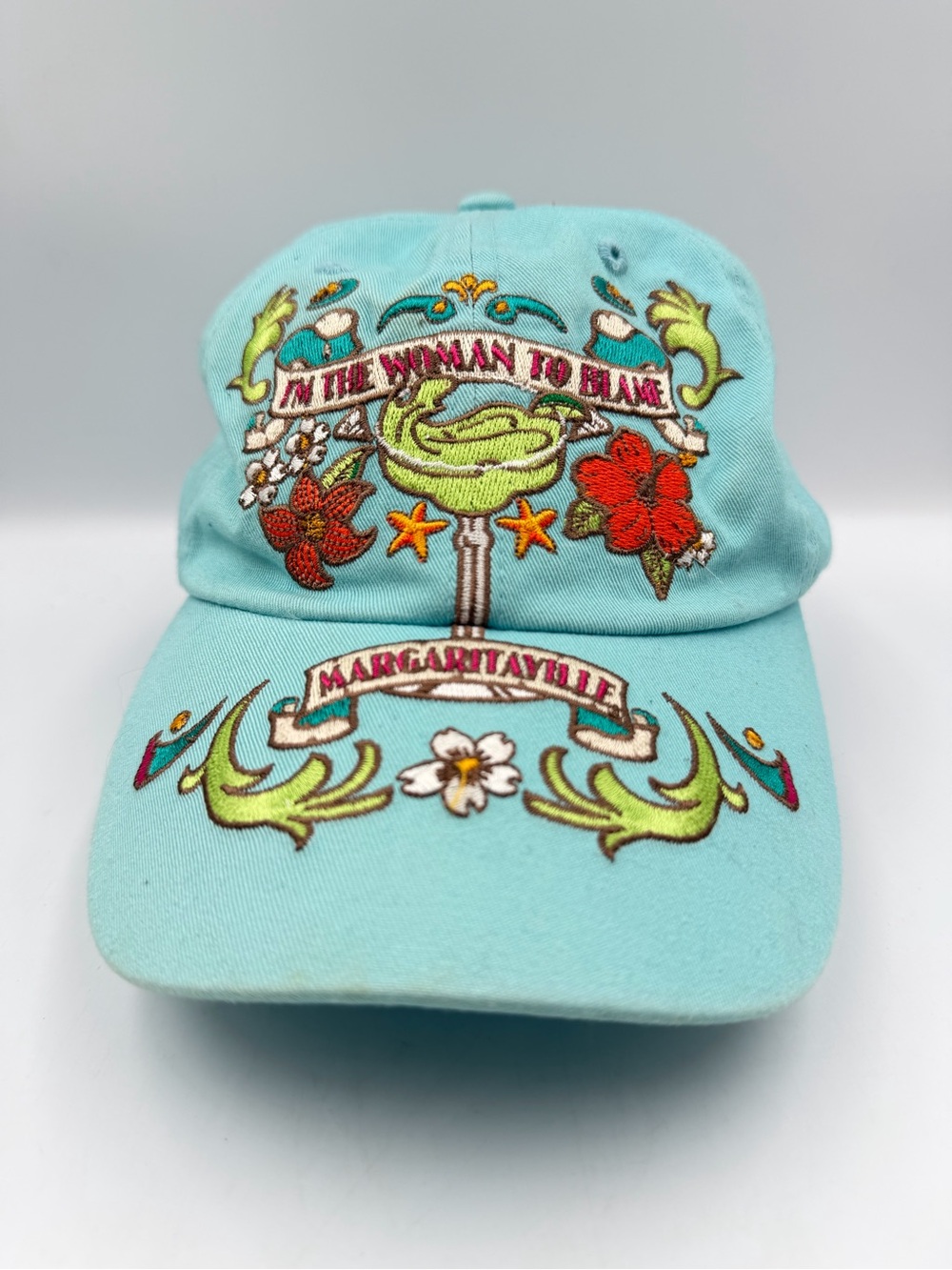 Margaritaville I'm the Woman to Blame Ball Cap Hat Adj Hook & Loop 100% Cotton